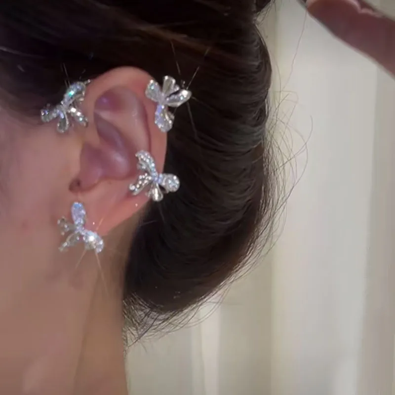 

Diamond-studded Bow Earrings Without Pierced Ear Bone Clip Female Niche Design Temperament Gentle and Versatile Auricle