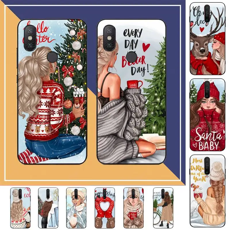 

FHNBLJ Fashion Beautiful Girl Merry Christmas Phone Case for Redmi Note 8 7 9 4 6 pro max T X 5A 3 10 lite pro