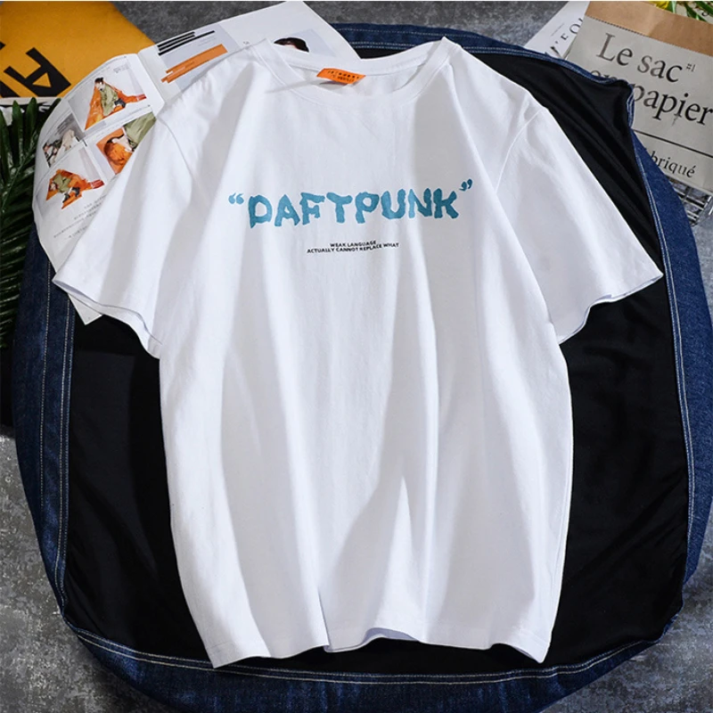 

Мужской Топ с коротким рукавом, повседневная свободная Мужская футболка без воротника с мультяшным принтом, брендовые топы с принтом для па...