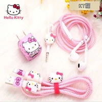 hello kitty cute cartoon creative mobile phone data cable headset protective cover suitable for apple charger for iphone