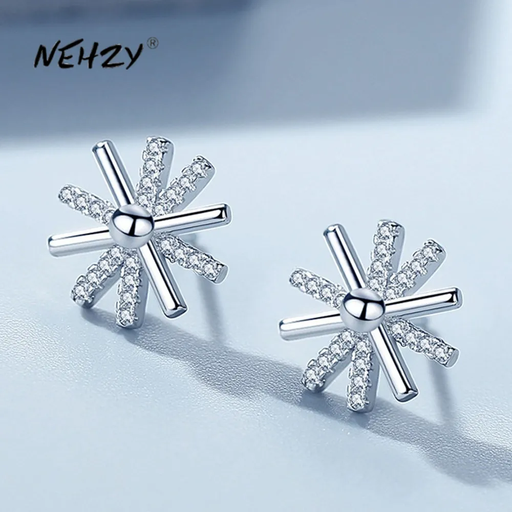 

NEHZY новые женские модные ювелирные изделия из серебра 925 пробы высокого качества с кристаллами циркона простые серьги в стиле ретро с подсолнухом