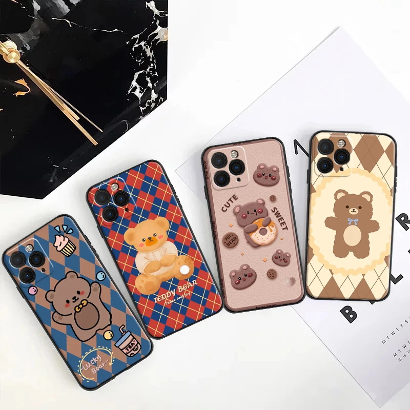 

Cute Bear Phone Cases for IPhone 13 13Pro 11 Pro12 Mini Pro 7 8 Plus 6 6S Plus 11 12 Pro XR SE2020 Funda Back Cover Soft TPU