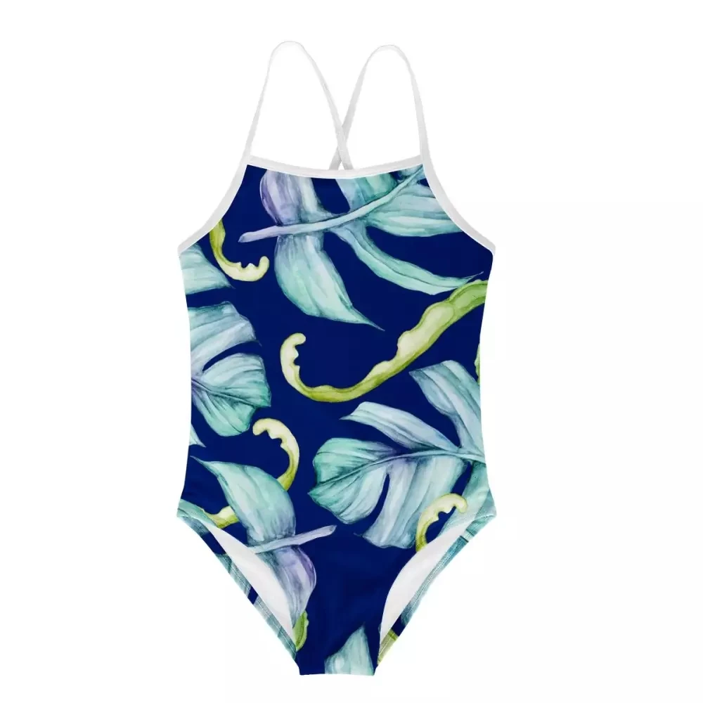 

Cumagical Navy Blue Print One Piece Suits Girls Swimsuit Girl Swimwear For Kids Baby Swimwear Summer Bathing Suit 2022