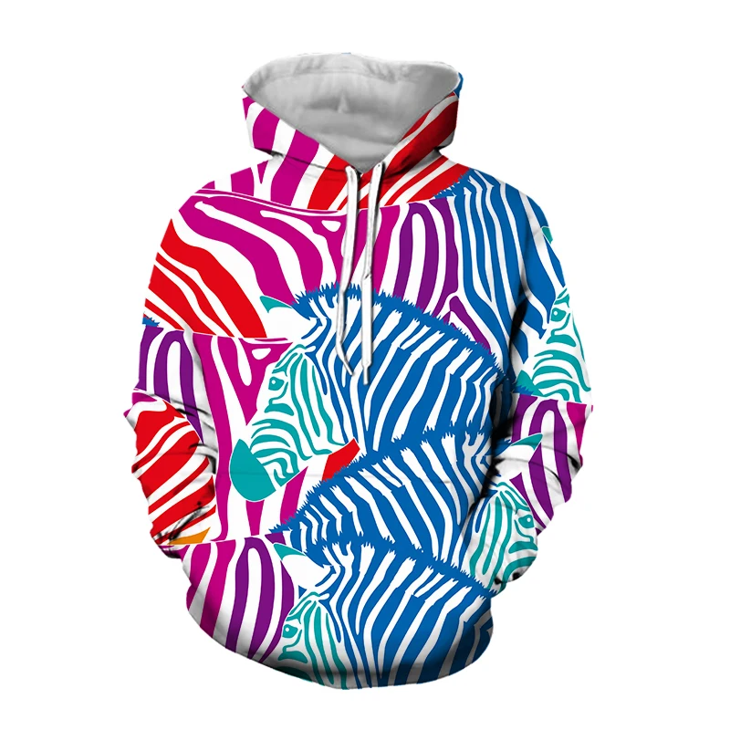 

LIASOSO Vintage Hoodie Men 3D Print Zebra Pattern Men Women New Fashion Spring Hooded Sweatshirt Long Sleeve Streetwear