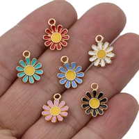 20pcs gold plated enamel sunflower charms for jewelry making bracelet earrings diy handmade craft