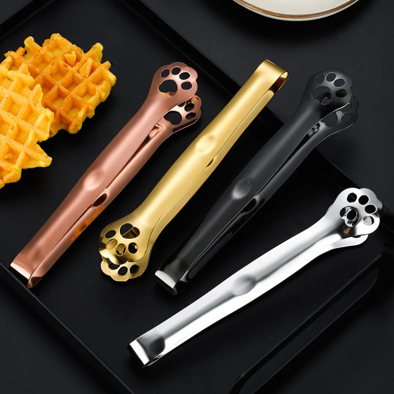 Barbecue Food Tong Non-Slip Cooking Clip Stainless Steel Ice Tongs Salad Cat Claw Shape Steak Clamp Bread Tongs Kitchen Gadgets