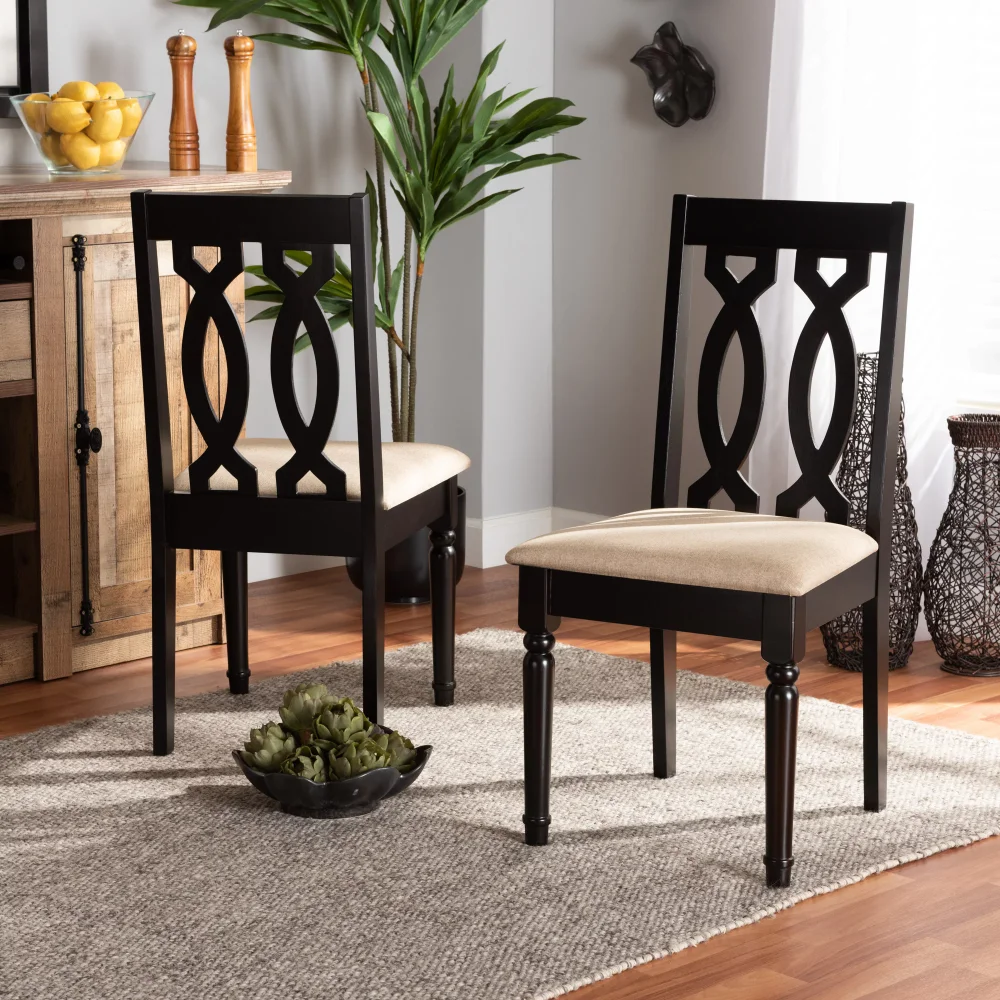 Cherese Modern and Contemporary Sand Fabric Upholstered and 
