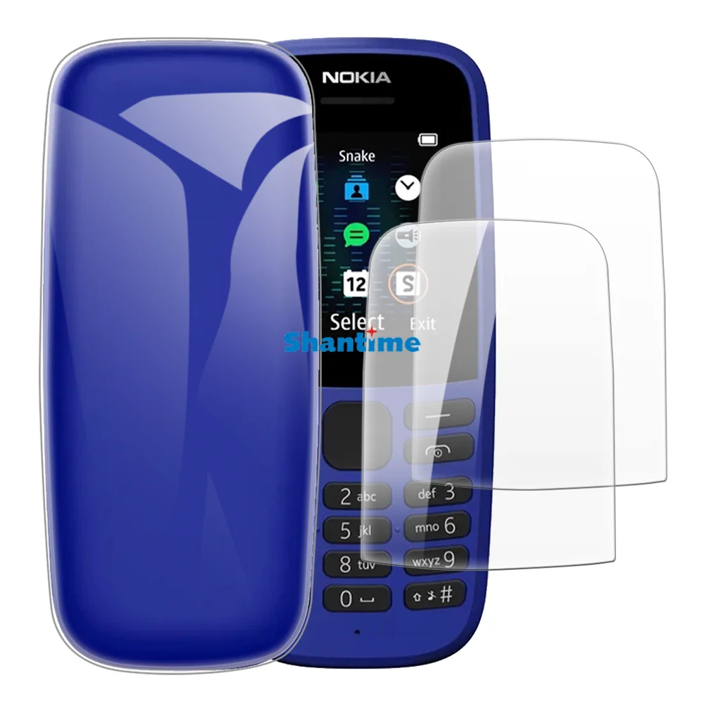 Фото Мягкий чехол + 2 комплекта защитных пленки из закаленного стекла для Nokia 105 2019, защита всего тела №1