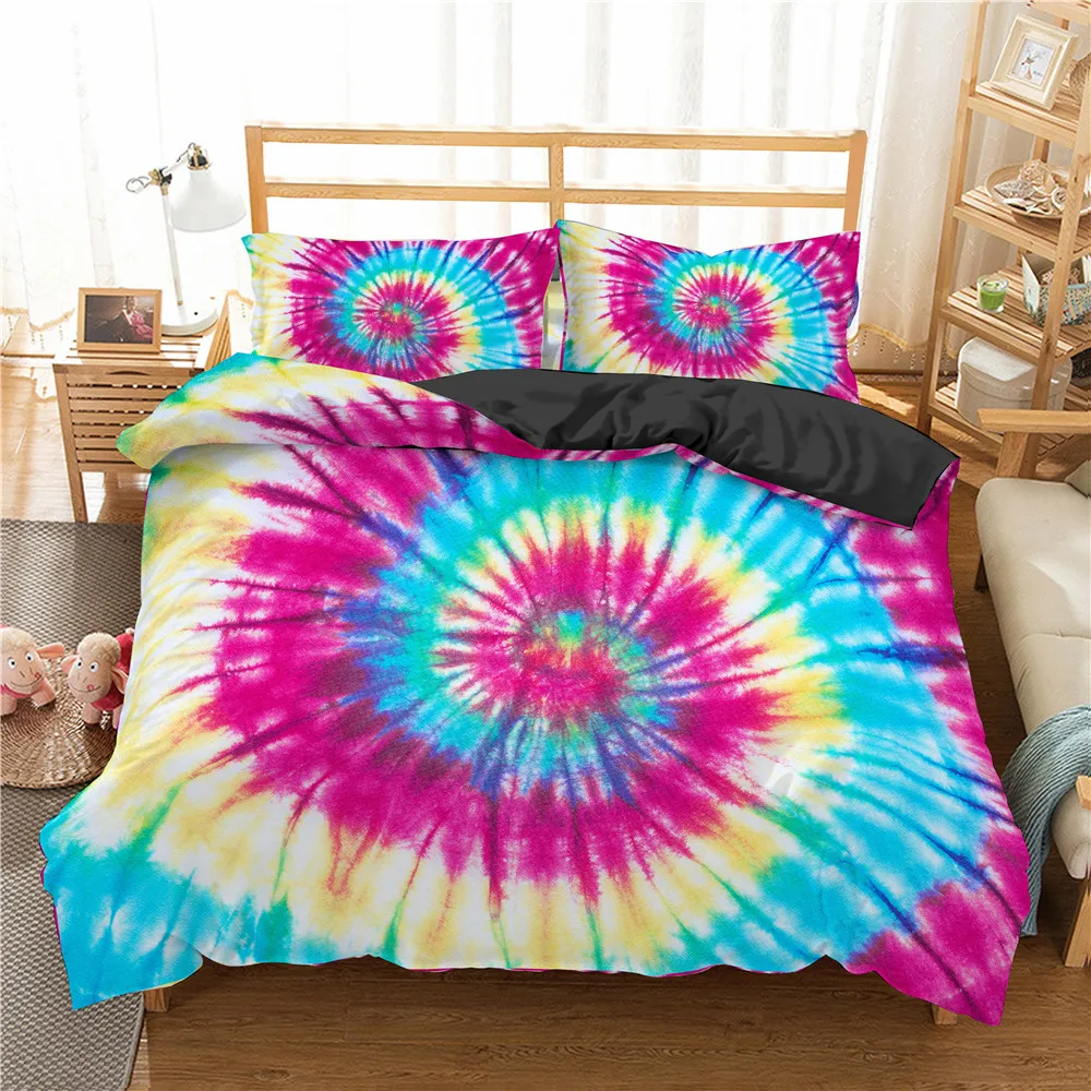 

Bedding Set 3D Comforter Cover Bed Cover Colorful Polyester Bedding Set King Size for Home Textiles Bo Niu Color Tie Dye