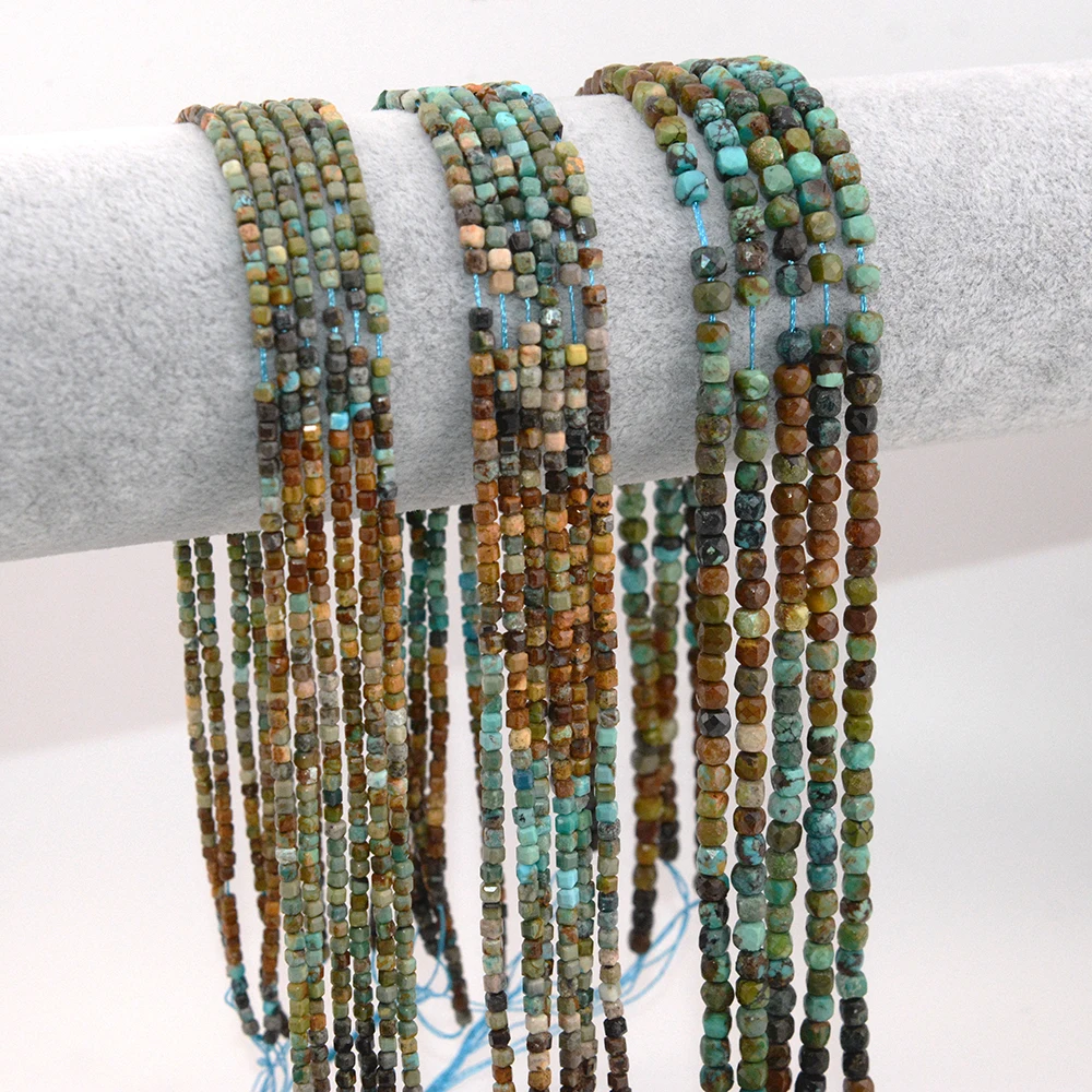 Натуральные AB HuBei с бирюзовым краем/нерегулярные граненые кубические бусины 2 мм 3