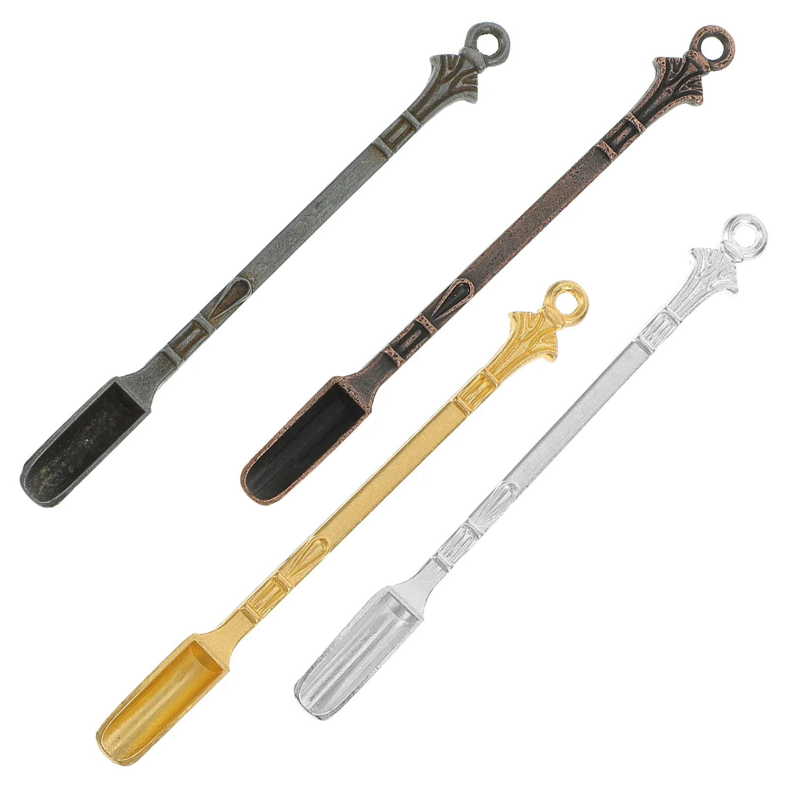 

4pcs Mini Shovel Medicine Spoon Metal Medicine Spoons Snuff Powder Shovels