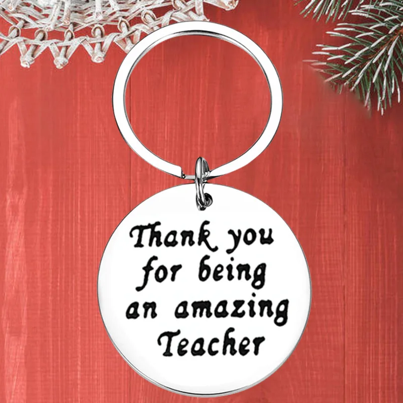 Металлический брелок для ключей в подарок учителю, линейка с подвеской, Рождественский подарок учителю, спасибо за удивительность
