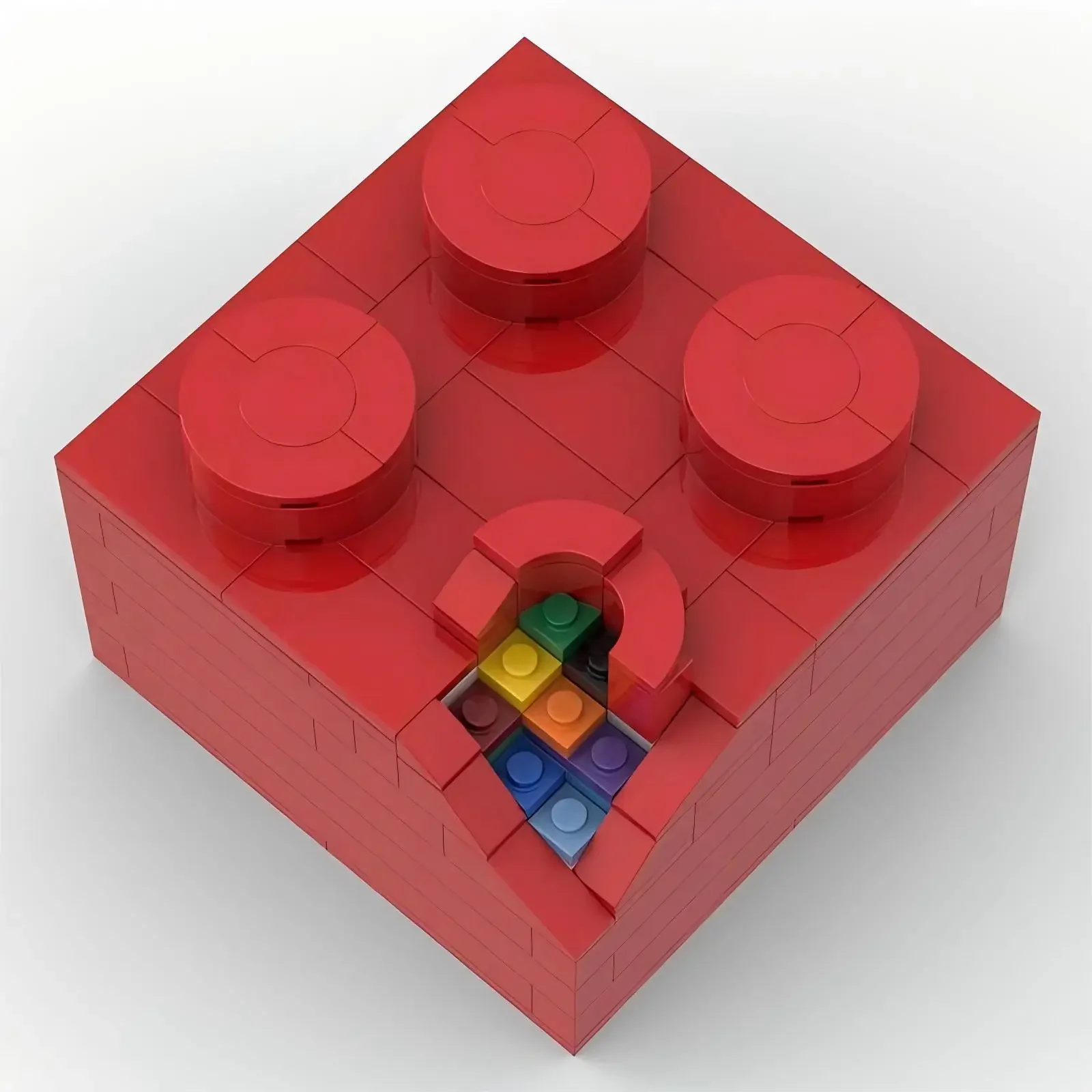 Фото Креативная забавная серия 2x2, красные кирпичи, строительный блок MOC, модель поврежденного кирпича, детская головоломка, сборные игрушки, подарок на день рождения, орнамент №5