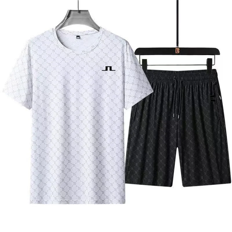 

Men's Golf Suit Summer Premium Two Piece Golf Ice Silk Set Golf Jersey Shorts Set Men's Summer Running Quick Dry Golf Suit