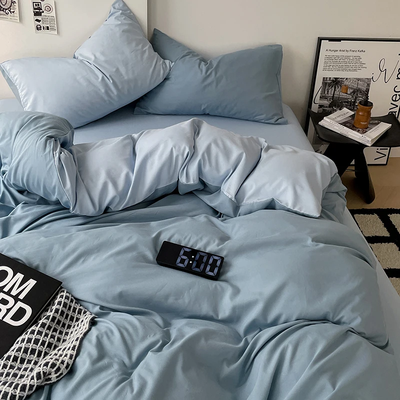 

Комплект постельного белья из полиэстера синий 3 шт.