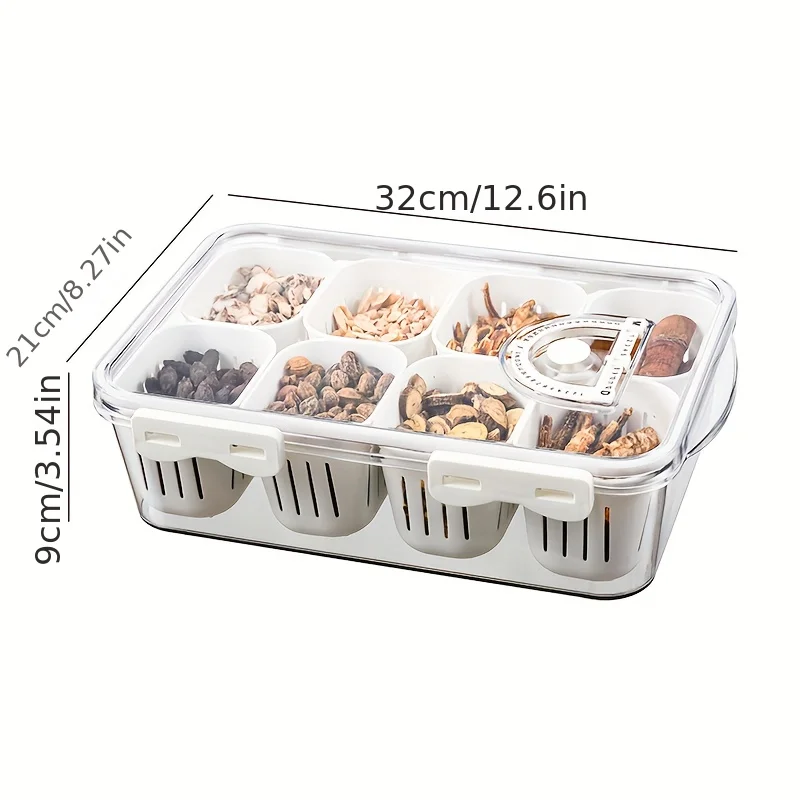 Multi-grid Fresh-keeping Box With Lid Refrigerator Onion Ginger Garlic Container Meat Freezer Storage Food Grade Divided