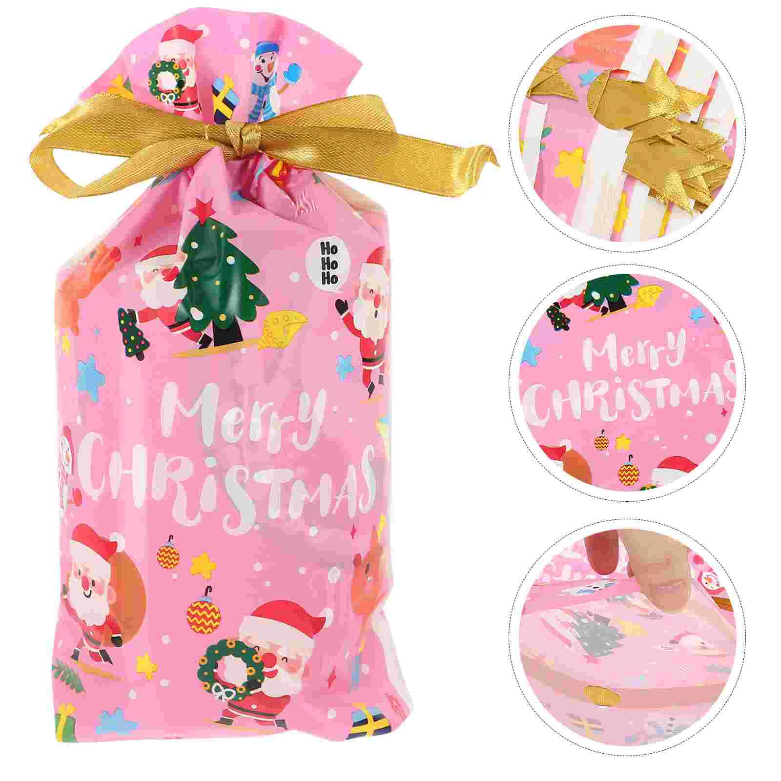 

50pcs Xmas Gift Bags Festival Present Pouches Candy Packaging Bags Drawstring Pouches