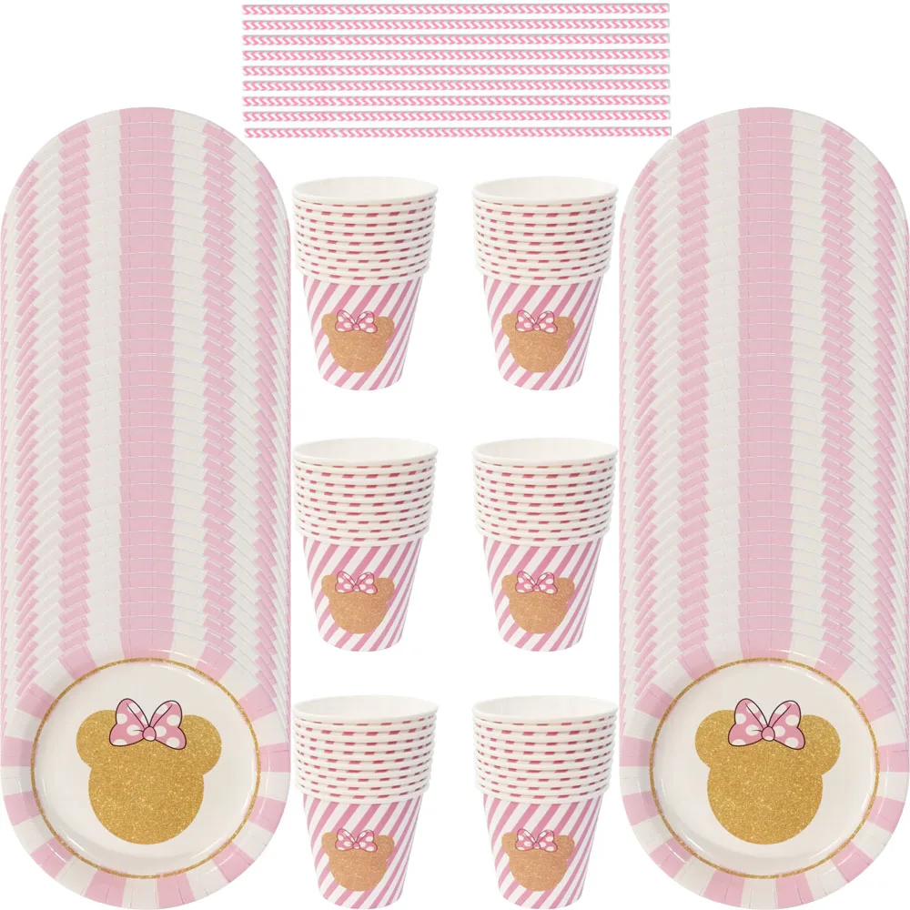 

Disney Minnie Mickey Mouse And Frozen Birthday Party Supplies Cup Plate Kids Girl Party decoration Disposable Tableware Set