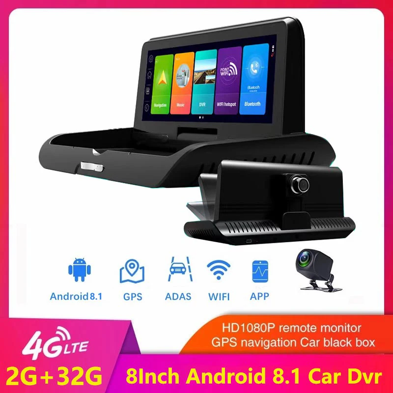 

Newest Car DVR 4G WIFI ADAS GPS Navigation Dashboard Full HD 1080P Dual Lens Android 8.1 Car DVR Camera Rear View Mirror Dashcam