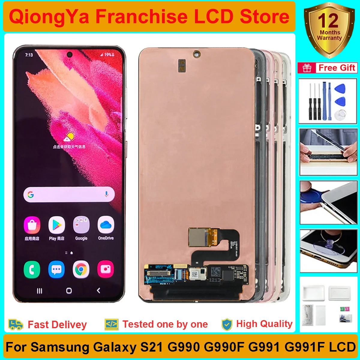 

6.2" Tested Original s21 Display For Samsung Galaxy S21 5G G991 SM-G991F G991FD G991B LCD with Touch Screen Digitizer Assembly