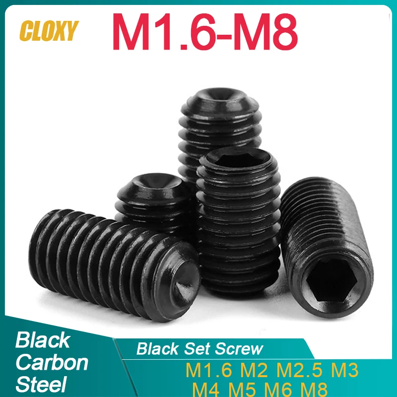 20/ 10/ 5/ 2pcs M1.6 M2 M2.5 M3 M4 M5 M6 M8 Grade 12.9 Carbon Steel Alloy Steel Hex Socket Set Screws Grub Screw DIN916