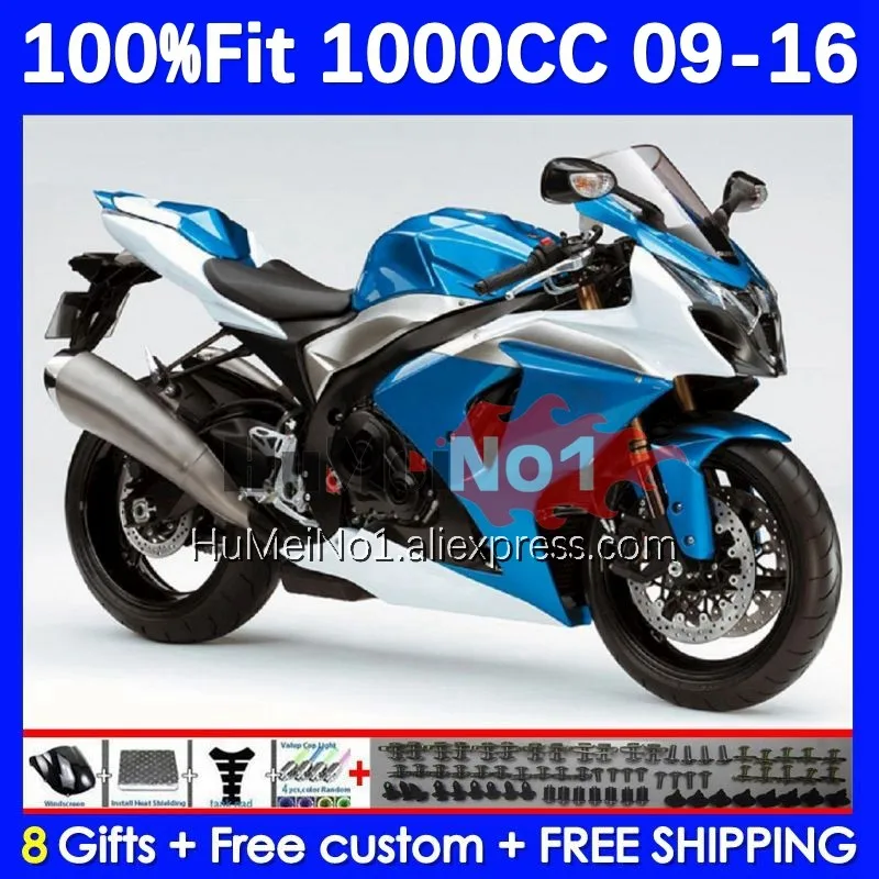 

Injection Kit For SUZUKI GSX-R1000 GSXR 1000 K9 GSXR-1000 white blue 198No.82 GSXR1000 09 10 11 12 2013 2014 2015 2016 Fairing