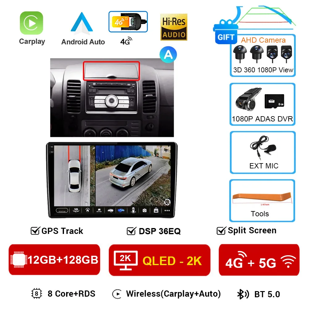 

Автомобильный радиоприемник Android 16 для Nissan Navara 3 D40 2004-2019, мультимедийный плеер, GPS-навигация, Carplay без 2DIN-магнитофона