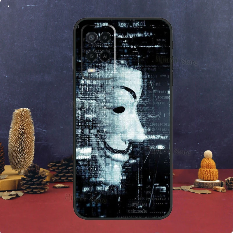 Анонимный чехол для телефона хакера для OPPO A54 A74 A94 A5 A9 A31 A53S 2020 A1K A3S A5S A15 A91 A52 A72 задняя крышка.