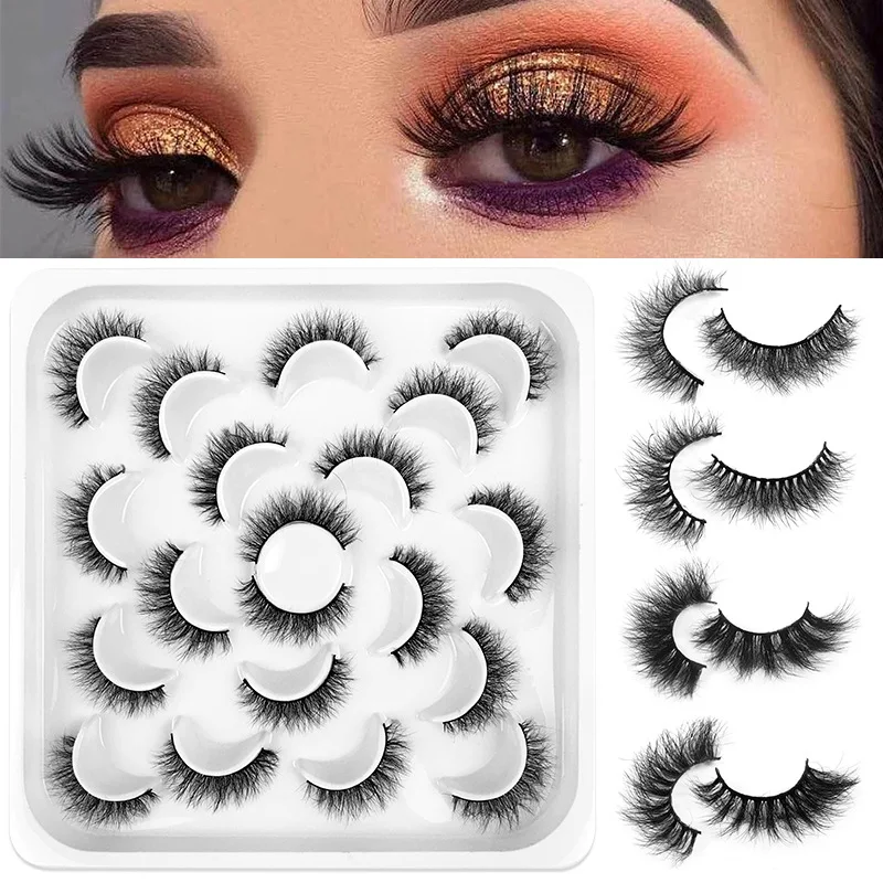 

Lotus Stage Support High Imitation Mink Hair False Eyelashes 10 Pairs Pack Curl Natural Thick Fried Hair Style Eyelashes Lashes