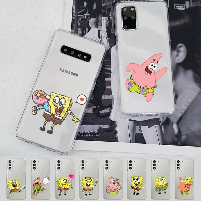 

BANDAI SpongeBob Phone Case for Samsung S20 S10 lite S21 plus for Redmi Note8 9pro for Huawei P20 Clear Case