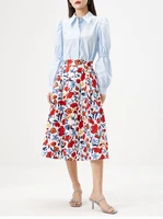 shuchan design high quality korean fashion clothing faldas largas mujer skirts for women print bohemian cotton a line