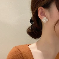 camellia diamond earrings female niche design tassel pearl earrings korean fashion temperament elegant fowers earrings for women