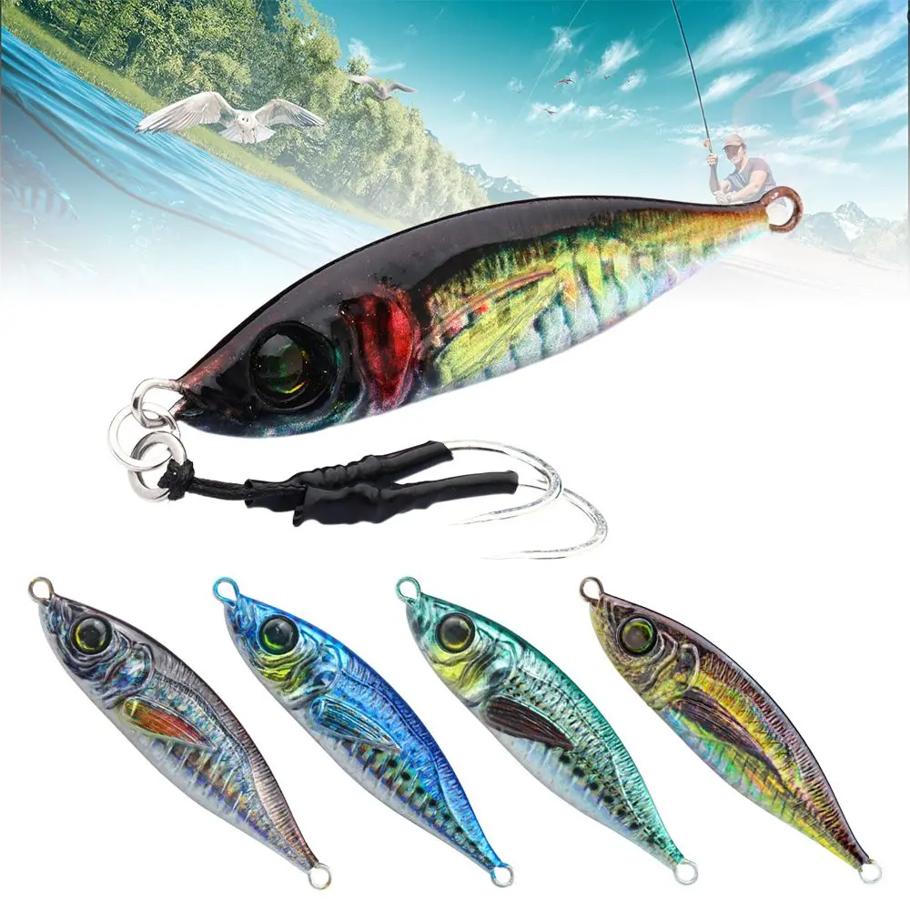 

2pcs Top Sinking Minnow 14g Metal Fishing Lure double hook Lead Casting 3D Prin Jig Bait Spinning Baits
