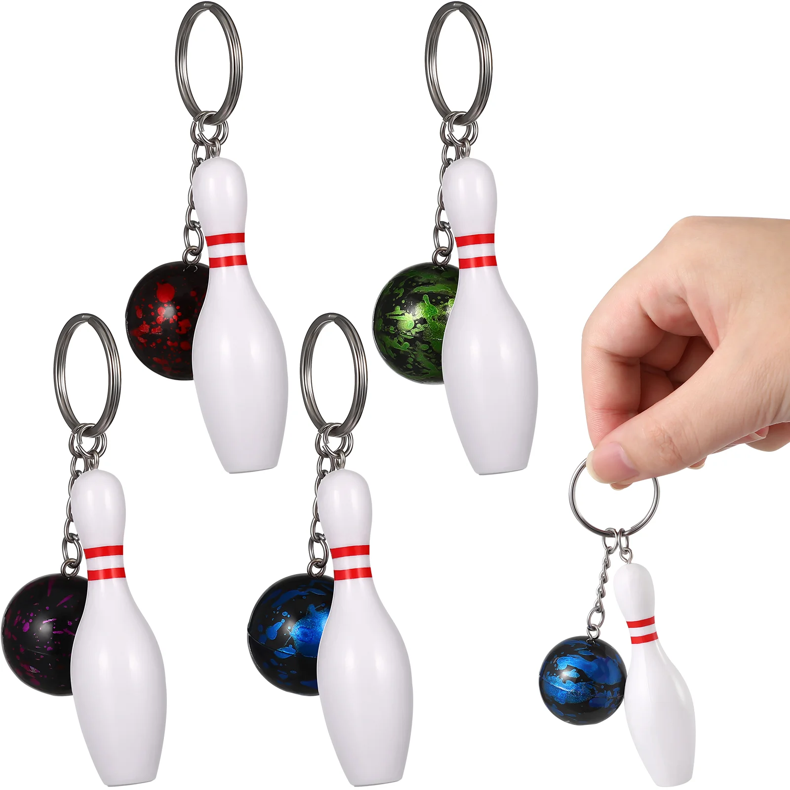 

8 Pcs Car Keys Keychain Pendant Holder Ring Bowling Keychains Gifts Rings Child