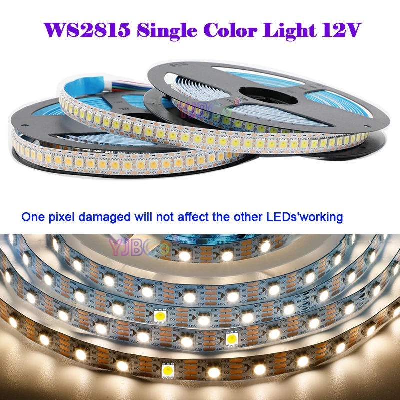 Addressable Single Color WS2815 LED Strip White/Warm whtie Strips Light 12V 30/60/144 LEDs/m SMD 5050 Pixels Smart Lights Tape