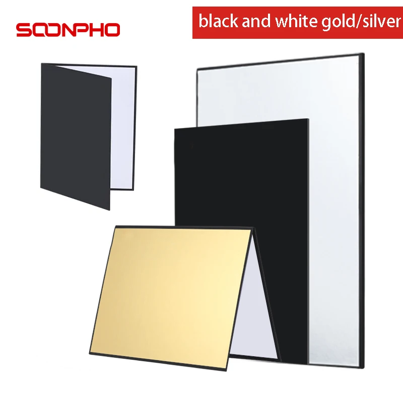 

SOONPHO Reflector For Photography Cardboard A3 / A4 42*29 Cm 3 in 1 Foldable Reflector Board Black White Silver For Photo Studio