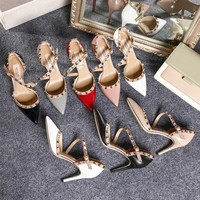 fashion trend new rivet pointed high heels 10 cm sexy sandals patent leather pumps womens shoes