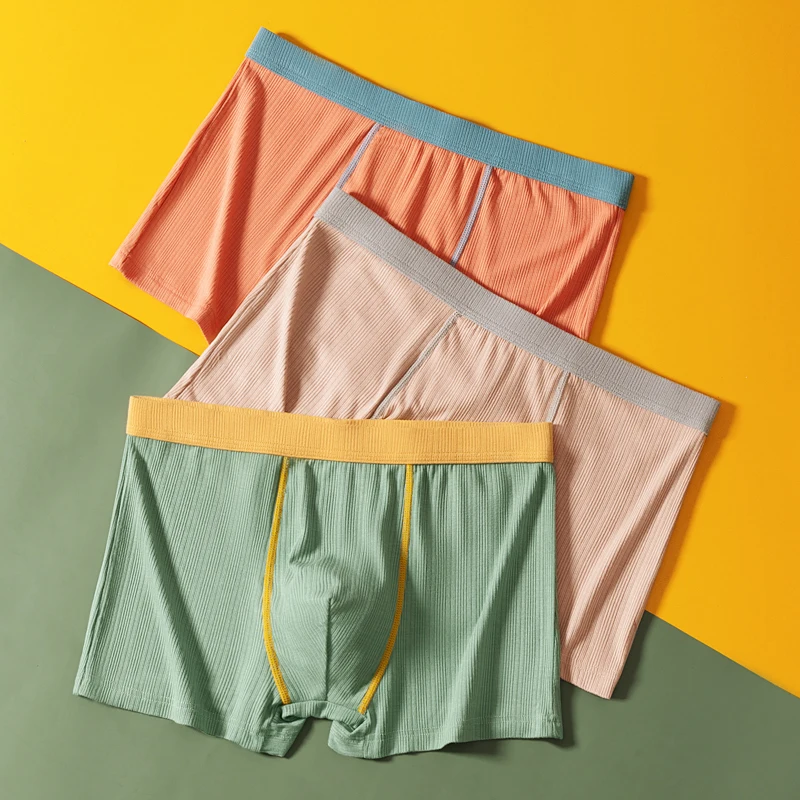 Мужские шорты-боксеры из модала со средней талией молодежные однотонные мягкие