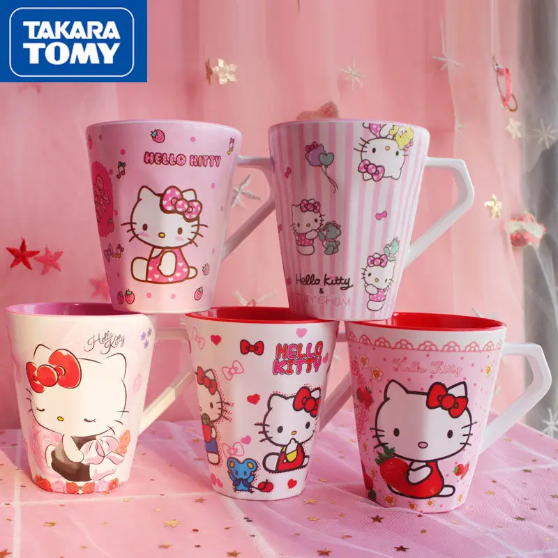 

TAKARA TOMY бытовой пластиковый материал мультяшный милый Hello Kitty чистящий стакан чашка для питьевой воды с ручкой чашка для зубов чашка для мыть...