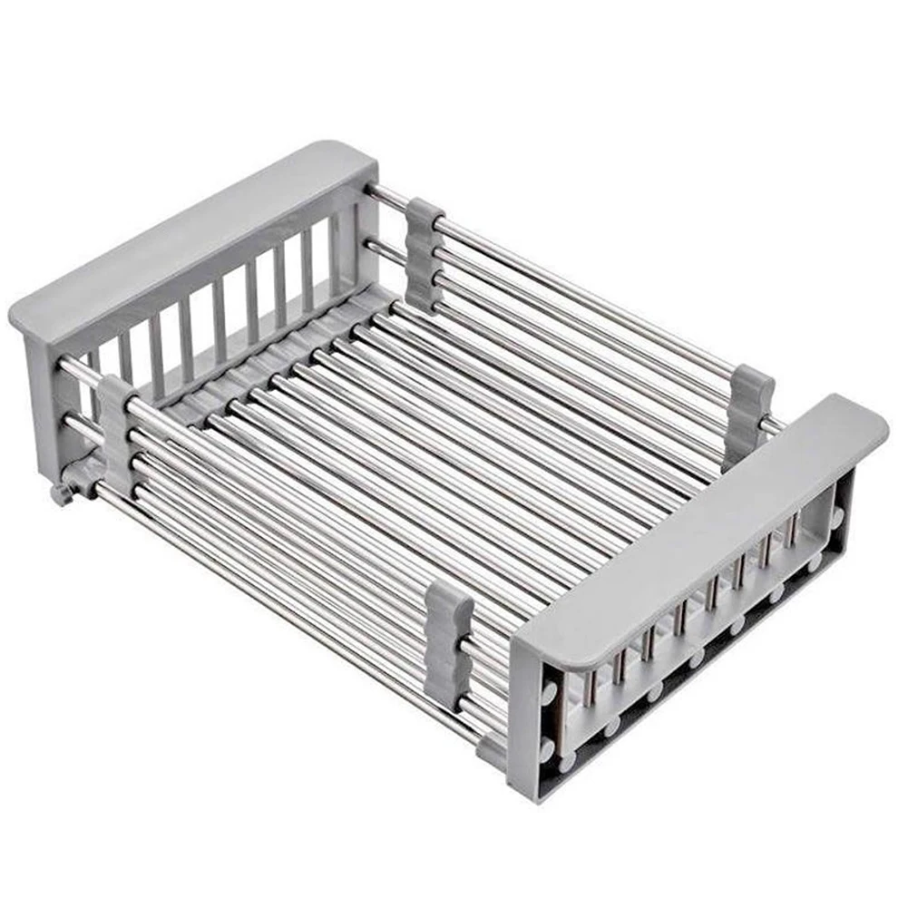 

Washing Vegetables Kitchen Organizer Hollowed Dish Drying Rack Sink Drain Home Stainless Steel Storage Fruits Multifunction