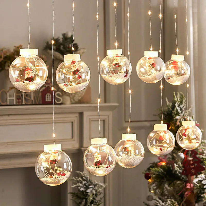 Guirnalda de luces LED para Navidad, decoración navideña para el hogar, Bola de hadas, cortina de luces de Papá Noel, Año Nuevo 2023