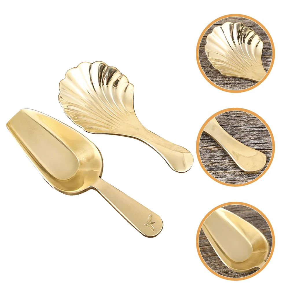 

Scoop Salt Brass Tea Mini Scoops Spoon Sugar Seasoning Spoons Teaspoons Bath Ice Coffee Bean Leaf Scooper Measuring Loose Cream