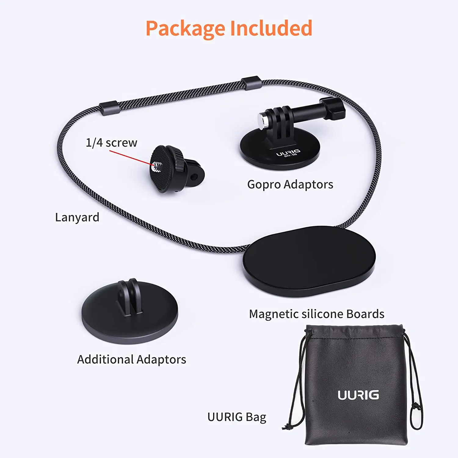 Магнитное быстросъемное крепление UURIG с шарнирным креплением для экшн-камеры