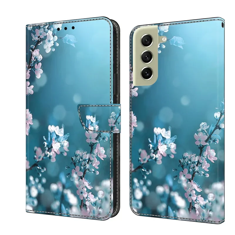 Фото Чехол S21 + для телефона Samsung Galaxy S21 FE Ultra S21Plus S21FE 5G G990B G998B, Кожаные чехлы, Магнитная флип-подставка, симпатичный чехол-кошелек №5