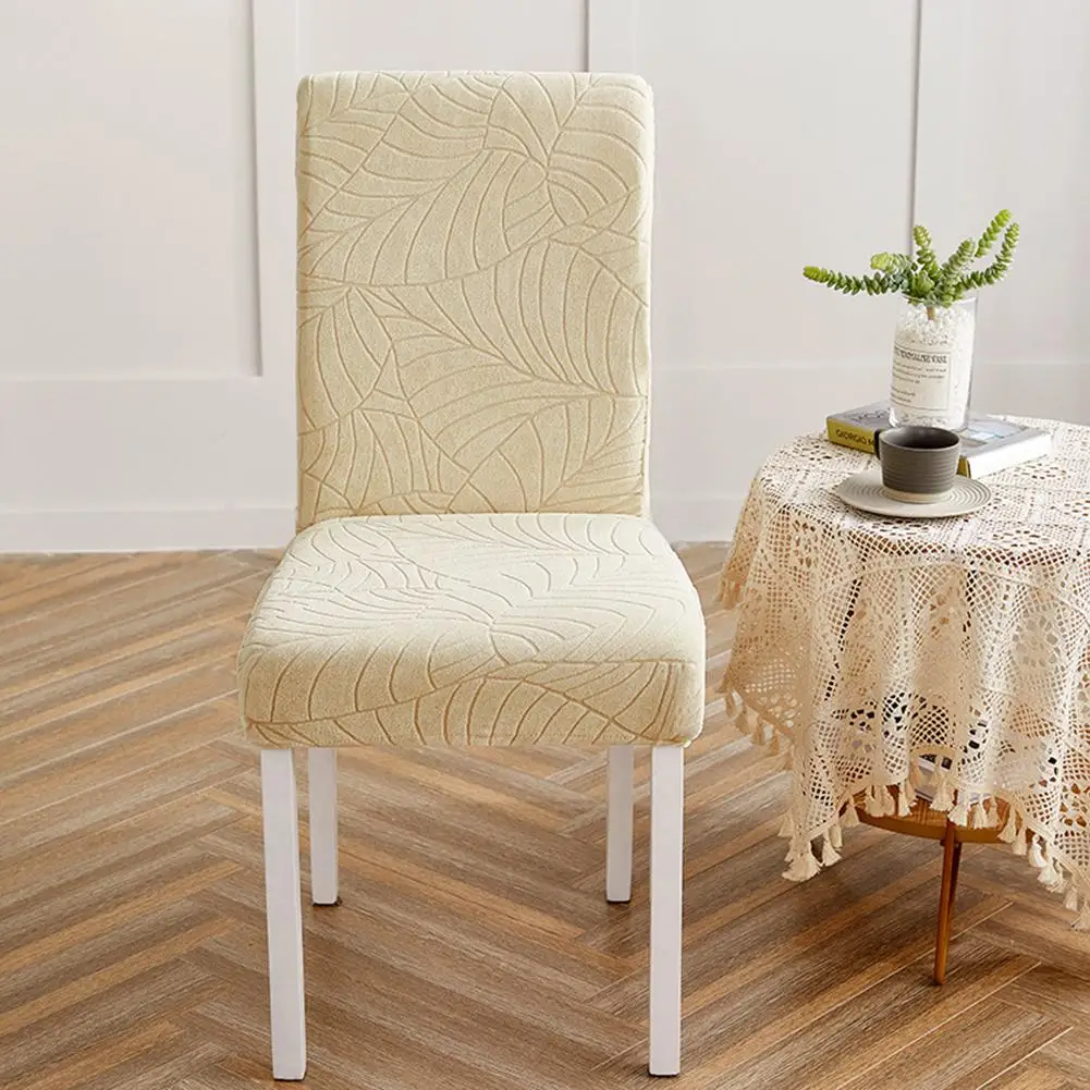 

4pcs Household Chair Covers Slipcover Waterproof High Elastic Leaves Jacquard Chair Protectors For Dining Room