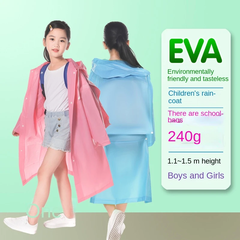

Fashion Children Raincoat EVA Waterproof Thickened Rain Coat Reusable Transparent Rain Jacket Clear Kids Tour Rainwear Suit
