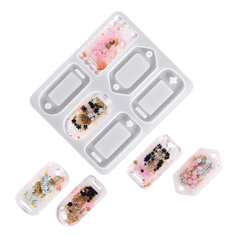 

Brand New And High Quality Diy Crystal Drip Gel Quicksand Bag Pendant Key Pendant Double Hole Rectangular Quicksand Mold