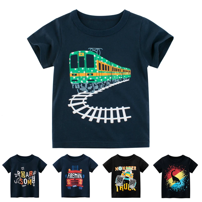 

Summer Cool Boys Tee Tops Cartoon Cotton Boys T-Shirt Noble Blue Kids Shirts Casual Short Sleeve T-shirt for Boys Toddler Shirts