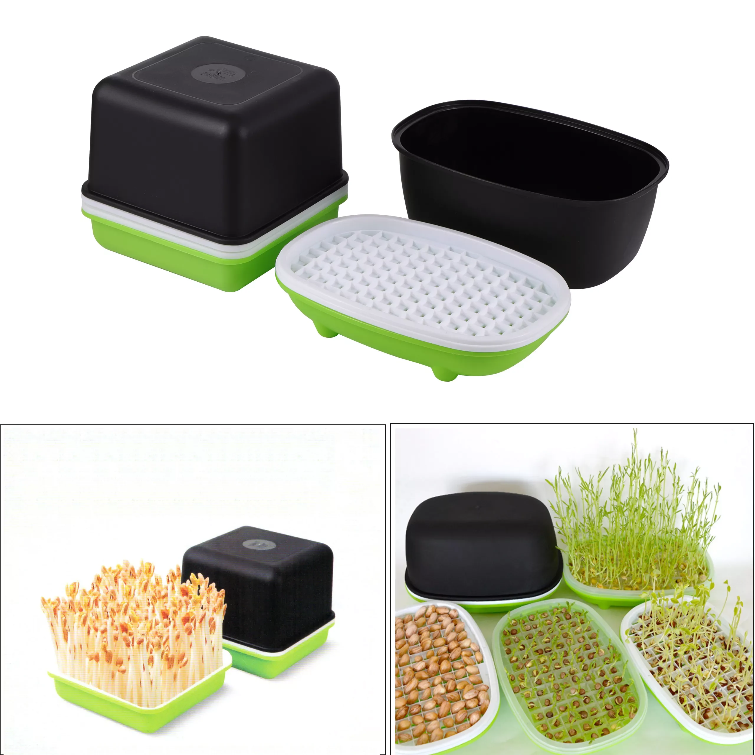 

Home Garden Hydroponic Peanut Sprout Box Bean Pea Wheat Seedling Sprouter Tray Cat Grass Grow Germination Soilless Planting Pot