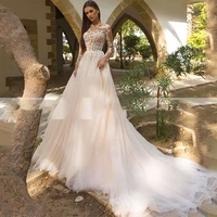 boho wedding dress a line o neck silky organza floor length appliques button bridal gown custom made for women vestidos de noiva